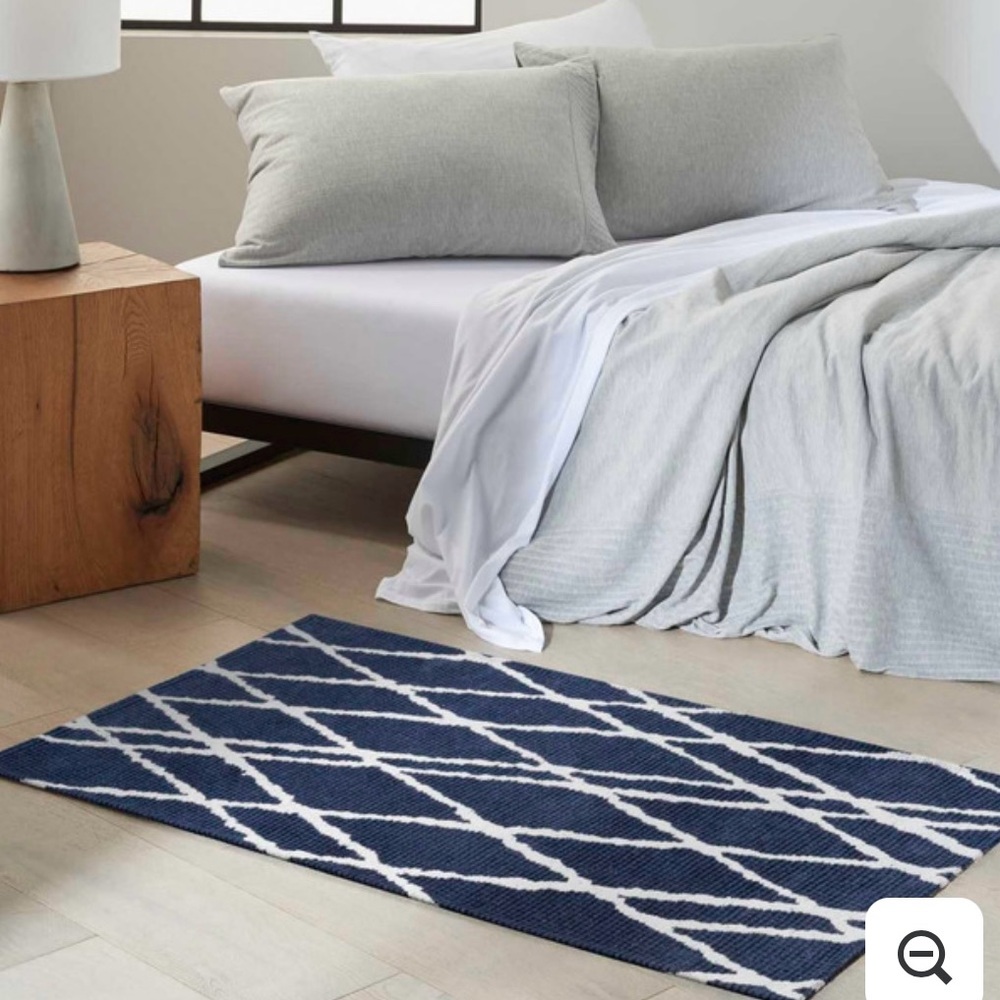 Calvin Klein Navy and White Accent Rug